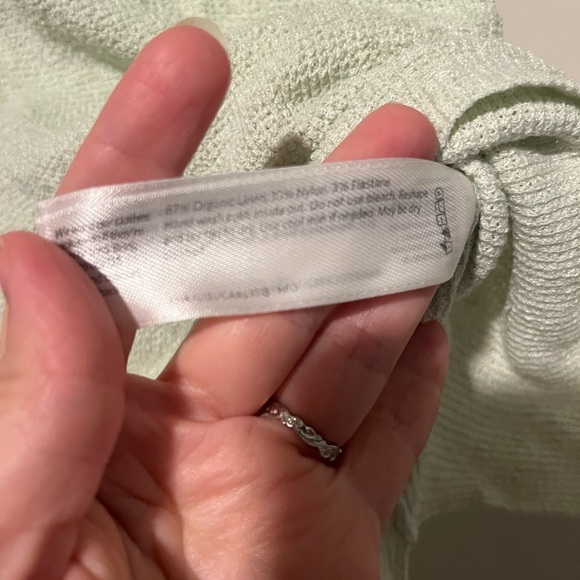 Eileen Fisher Mint Green Linen Blend Tunic Short Sleeve Knit Lightweight Sweater - Picture 4 of 4